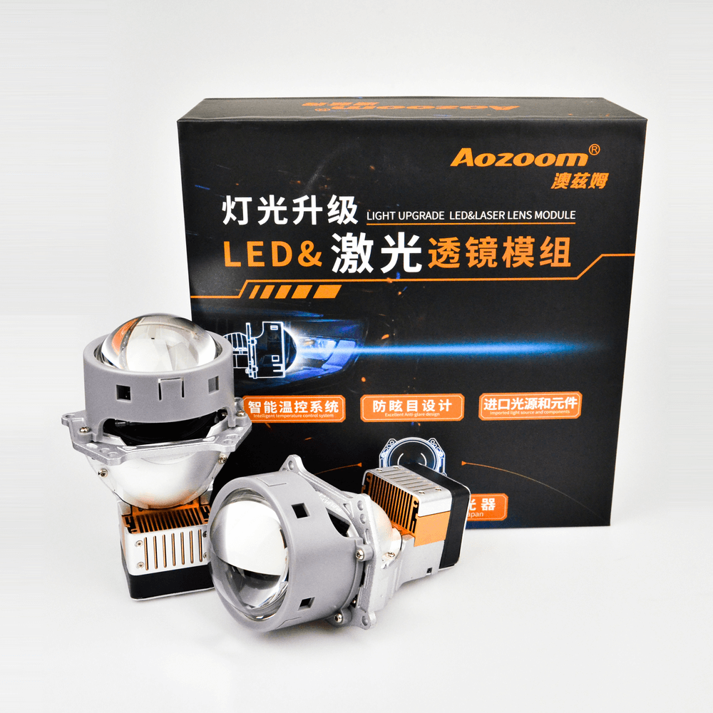Aozoom 3-Inch Laser (High Beam) & Led (Low Beam) Projector Headlight Lens | 65Watt High Power
