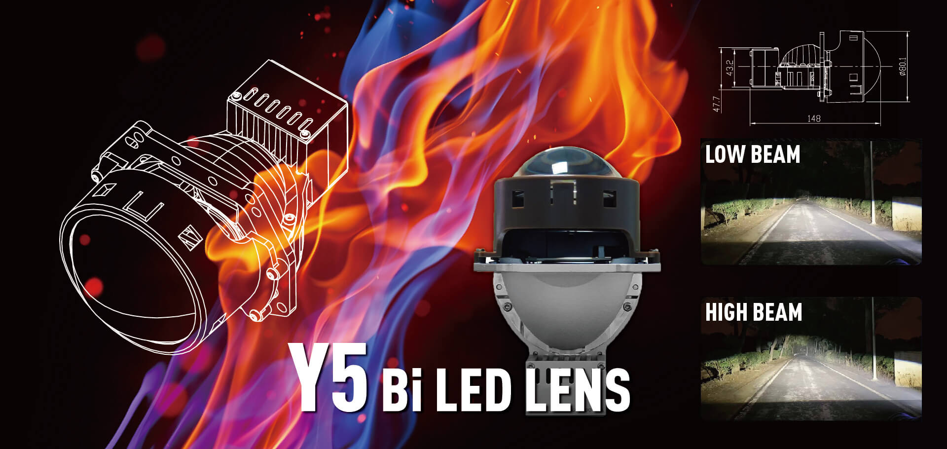 Aozoom Y5 Bi-LED projector lens